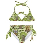 Seamless Pattern With Trees Owls Kids  Classic Bikini Set