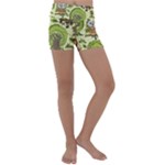 Seamless Pattern With Trees Owls Kids  Lightweight Velour Yoga Shorts
