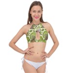 Seamless Pattern With Trees Owls Cross Front Halter Bikini Top