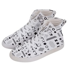 Pattern Hipster Abstract Form Geometric Line Variety Shapes Polkadots Fashion Style Seamless Women s Hi-top Skate Sneakers by Simbadda