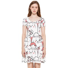 Cute-cat-chef-cooking-seamless-pattern-cartoon Inside Out Cap Sleeve Dress by Simbadda
