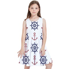 Nautical-seamless-pattern Kids  Skater Dress by Simbadda