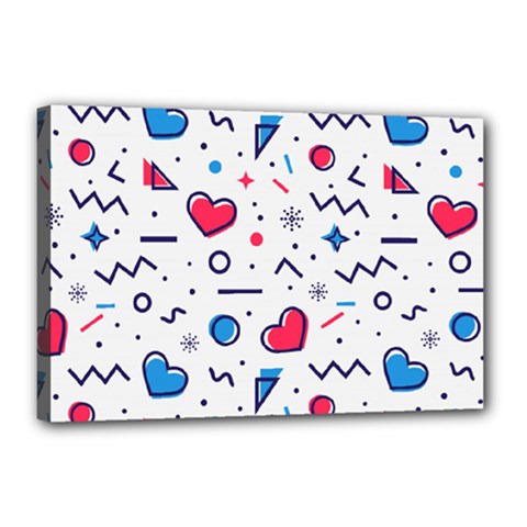 Hearts-seamless-pattern-memphis-style Canvas 18  X 12  (stretched) by Simbadda