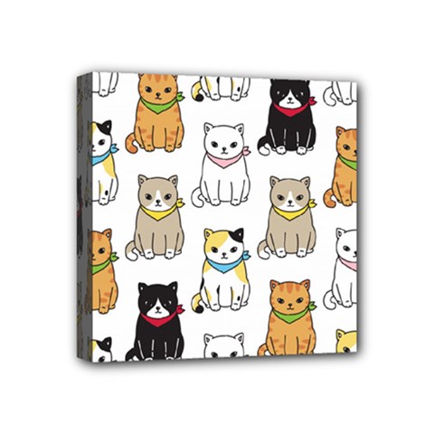 Cat-kitten-seamless-pattern Mini Canvas 4  X 4  (stretched) by Simbadda