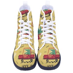 Childish-seamless-pattern-with-dino-driver Women s High-top Canvas Sneakers by Simbadda