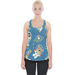 Seamless-pattern-funny-astronaut-outer-space-transportation Piece Up Tank Top by Simbadda