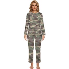 Camouflage Design Womens  Long Sleeve Lightweight Pajamas Set