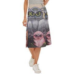 Graffiti Owl Design Midi Panel Skirt by Excel