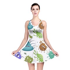 Dangerous-streptococcus-lactobacillus-staphylococcus-others-microbes-cartoon-style-vector-seamless-p Reversible Skater Dress by Simbadda