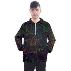 Mathematical-colorful-formulas-drawn-by-hand-black-chalkboard Men s Half Zip Pullover by Simbadda
