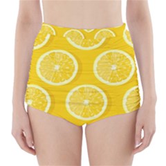 Lemon-fruits-slice-seamless-pattern High-waisted Bikini Bottoms by Simbadda