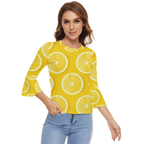 Lemon-fruits-slice-seamless-pattern Bell Sleeve Top by Simbadda