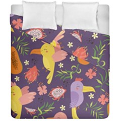 Exotic-seamless-pattern-with-parrots-fruits Duvet Cover Double Side (california King Size) by Simbadda