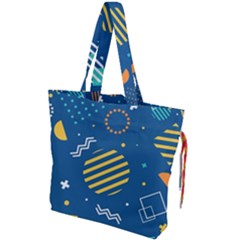 Flat-design-geometric-shapes-background Drawstring Tote Bag by Simbadda