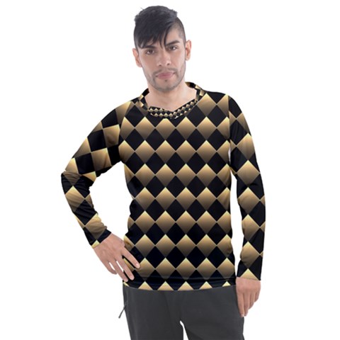 Golden-chess-board-background Men s Pique Long Sleeve Tee by Simbadda