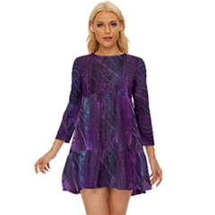 Feather Pattern Texture Form Long Sleeve Babydoll Dress by Grandong