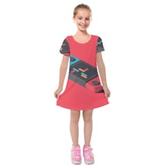 Gaming Console Video Kids  Short Sleeve Velvet Dress by Grandong