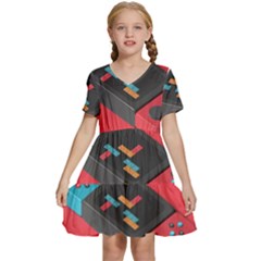 Gaming Console Video Kids  Short Sleeve Tiered Mini Dress by Grandong