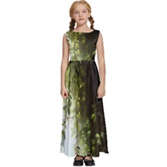 Branch Plant Shrub Green Natural Kids  Satin Sleeveless Maxi Dress by Grandong