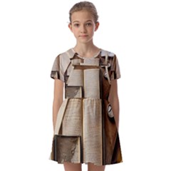 Generated Desk Book Inkwell Pen Kids  Short Sleeve Pinafore Style Dress by Grandong