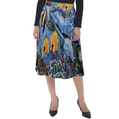 Colorful Aquatic Life Wall Mural Classic Velour Midi Skirt  by Proyonanggan