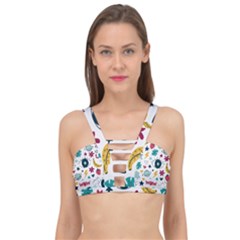 Love Pattern Cage Up Bikini Top