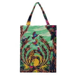Monkey Tiger Bird Parrot Forest Jungle Style Classic Tote Bag by Grandong