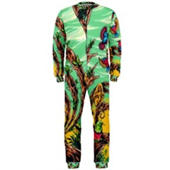 Monkey Tiger Bird Parrot Forest Jungle Style Onepiece Jumpsuit (men) by Grandong