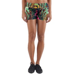 Monkey Tiger Bird Parrot Forest Jungle Style Yoga Shorts by Grandong