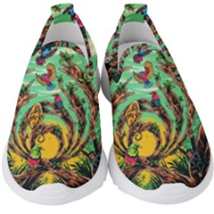 Monkey Tiger Bird Parrot Forest Jungle Style Kids  Slip On Sneakers by Grandong
