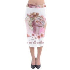 Women With Flowers Midi Pencil Skirt by fashiontrends