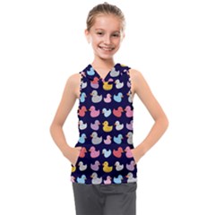 Micro Duck Pattern Kids  Sleeveless Hoodie by NerdySparkleGoth