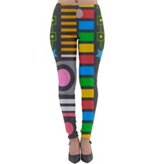 Pattern Geometric Abstract Colorful Arrows Lines Circles Triangles Lightweight Velour Leggings by Bangk1t