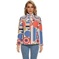 Geometric Abstract Pattern Colorful Flat Circles Decoration Women s Puffer Bubble Jacket Coat by Bangk1t