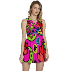 Seamless Doodle Sleeveless High Waist Mini Dress by Bangk1t