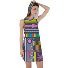 Pattern Geometric Abstract Colorful Arrow Line Circle Triangle Racer Back Hoodie Dress by Bangk1t