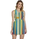 Colorful Rainbow Striped Pattern Stripes Background Sleeveless High Waist Mini Dress View1