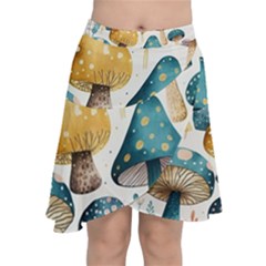Mushroom Forest Fantasy Flower Nature Chiffon Wrap Front Skirt by Bangk1t