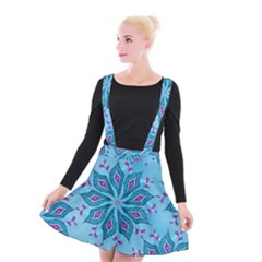 Flower Template Mandala Nature Blue Sketch Drawing Suspender Skater Skirt by Bangk1t