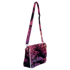 Trees Silhouette Sky Clouds Sunset Shoulder Bag With Back Zipper by Bangk1t