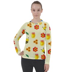 Seamless Background Honey Bee Wallpaper Texture Women s Pique Long Sleeve Tee