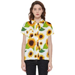 Sunflower Flower Seamless Short Sleeve Pocket Shirt by Amaryn4rt