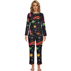 Seamless Pattern Space Womens  Long Sleeve Lightweight Pajamas Set by Amaryn4rt