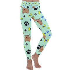 Dog Pattern Seamless Blue Background Scrapbooking Kids  Lightweight Velour Classic Yoga Leggings by pakminggu