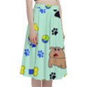 Dog Pattern Seamless Blue Background Scrapbooking A-Line Full Circle Midi Skirt With Pocket View3