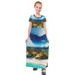 Beach Island Nature Kids  Short Sleeve Maxi Dress by Ravend