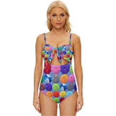 Umbrella Knot Front One-piece Swimsuit by artworkshop