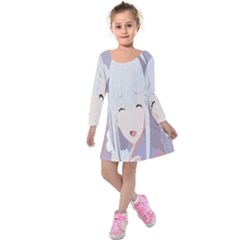 Emilia Rezero Kids  Long Sleeve Velvet Dress by artworkshop