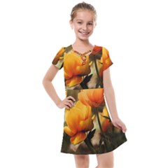 Yellow Butterfly Flower Kids  Cross Web Dress by artworkshop