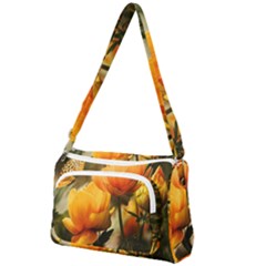 Yellow Butterfly Flower Front Pocket Crossbody Bag by artworkshop